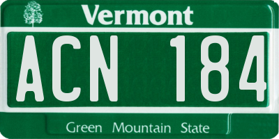 VT license plate ACN184