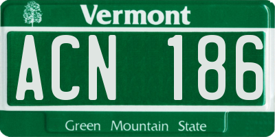 VT license plate ACN186