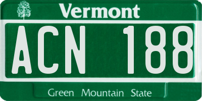 VT license plate ACN188