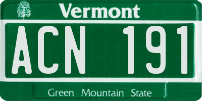 VT license plate ACN191