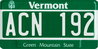 VT license plate ACN192