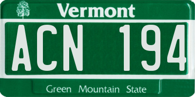 VT license plate ACN194
