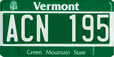 VT license plate ACN195
