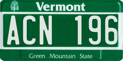 VT license plate ACN196
