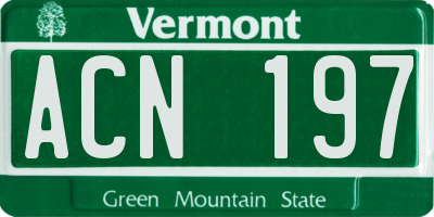 VT license plate ACN197