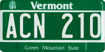 VT license plate ACN210
