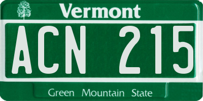 VT license plate ACN215