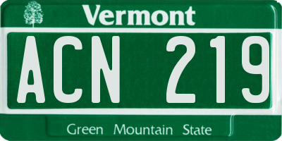 VT license plate ACN219