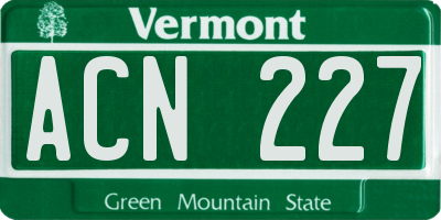 VT license plate ACN227