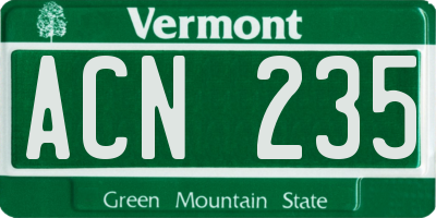 VT license plate ACN235
