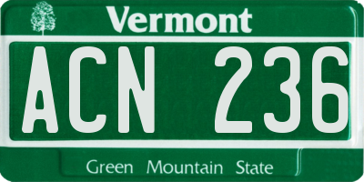 VT license plate ACN236