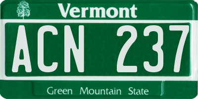 VT license plate ACN237
