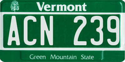 VT license plate ACN239