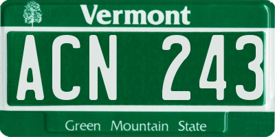 VT license plate ACN243