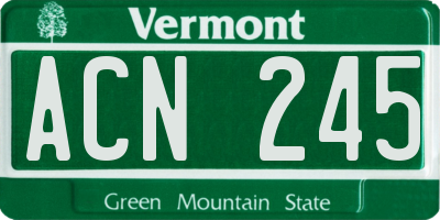 VT license plate ACN245