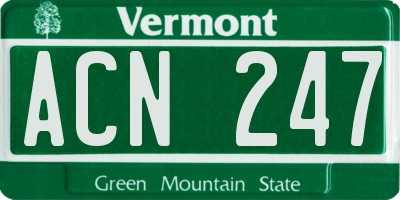 VT license plate ACN247