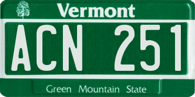 VT license plate ACN251