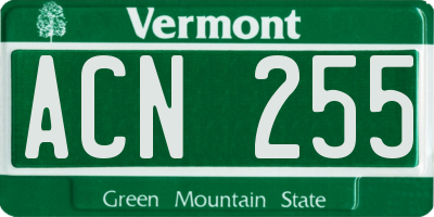 VT license plate ACN255