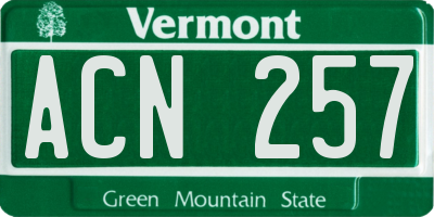 VT license plate ACN257
