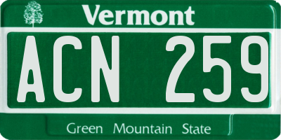 VT license plate ACN259