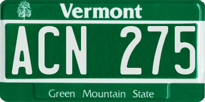VT license plate ACN275