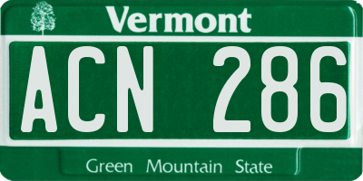 VT license plate ACN286