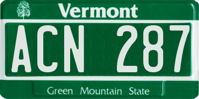 VT license plate ACN287