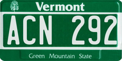 VT license plate ACN292