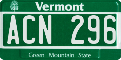 VT license plate ACN296