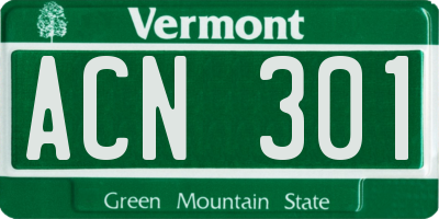 VT license plate ACN301