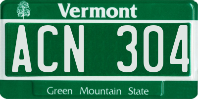 VT license plate ACN304