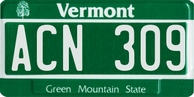 VT license plate ACN309