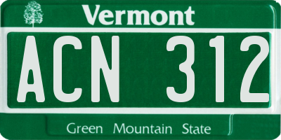 VT license plate ACN312