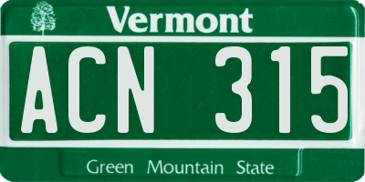 VT license plate ACN315