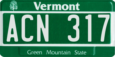 VT license plate ACN317