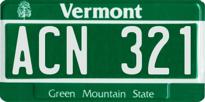 VT license plate ACN321