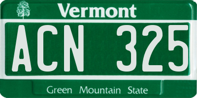 VT license plate ACN325