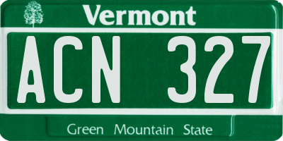 VT license plate ACN327