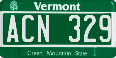 VT license plate ACN329