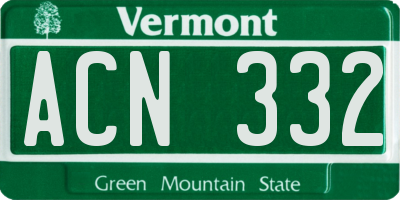 VT license plate ACN332