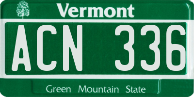 VT license plate ACN336
