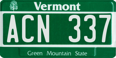 VT license plate ACN337