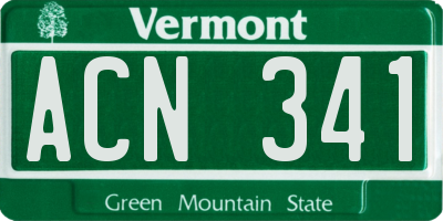 VT license plate ACN341