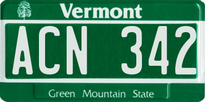 VT license plate ACN342