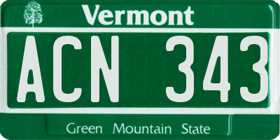 VT license plate ACN343