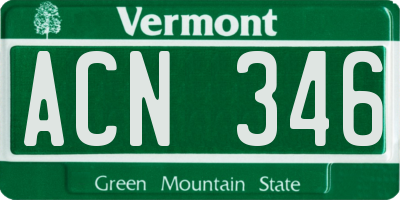 VT license plate ACN346