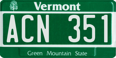 VT license plate ACN351