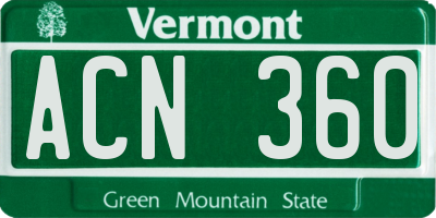 VT license plate ACN360