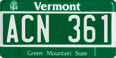 VT license plate ACN361