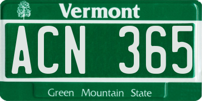 VT license plate ACN365